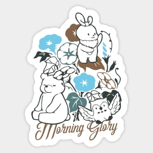 Animal Friends are Playing in the Morning Glory Garden Sticker